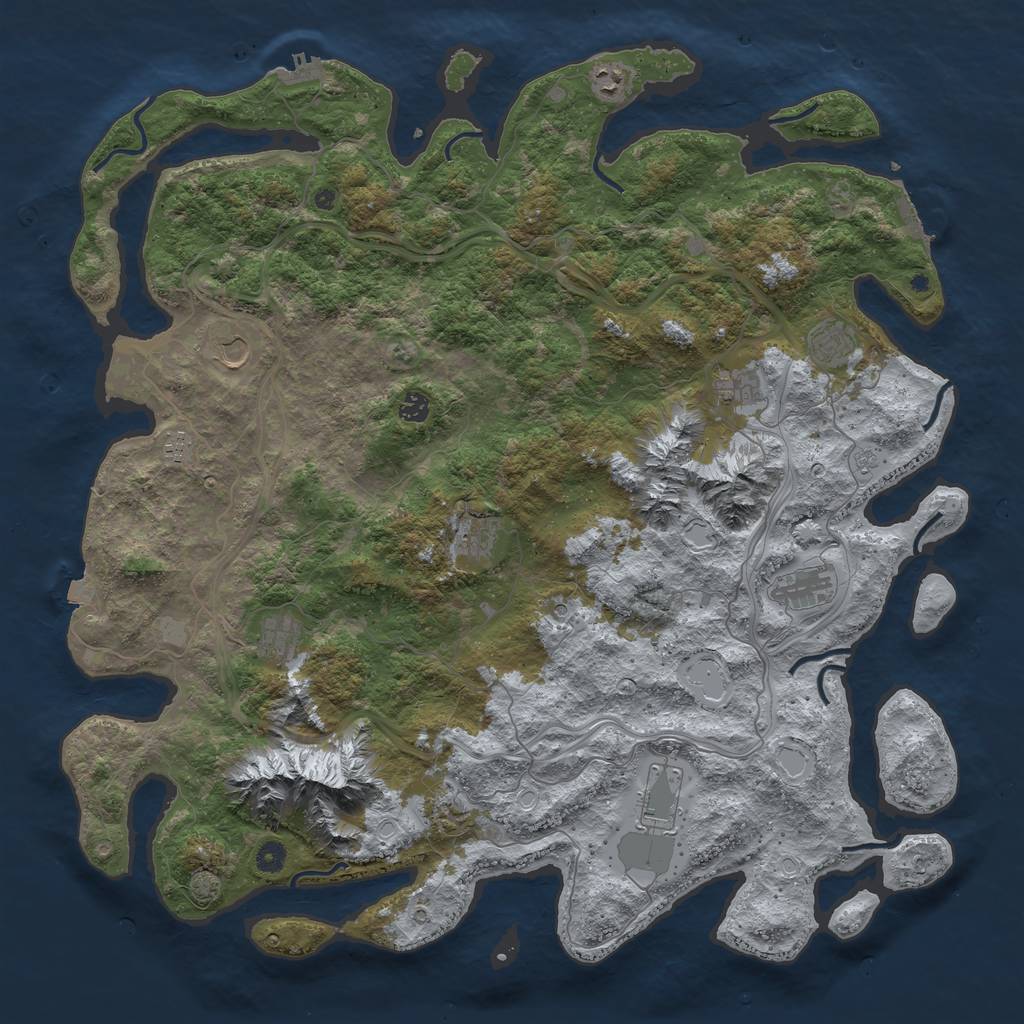 Rust Map: Procedural Map, Size: 5000, Seed: 669669, 19 Monuments