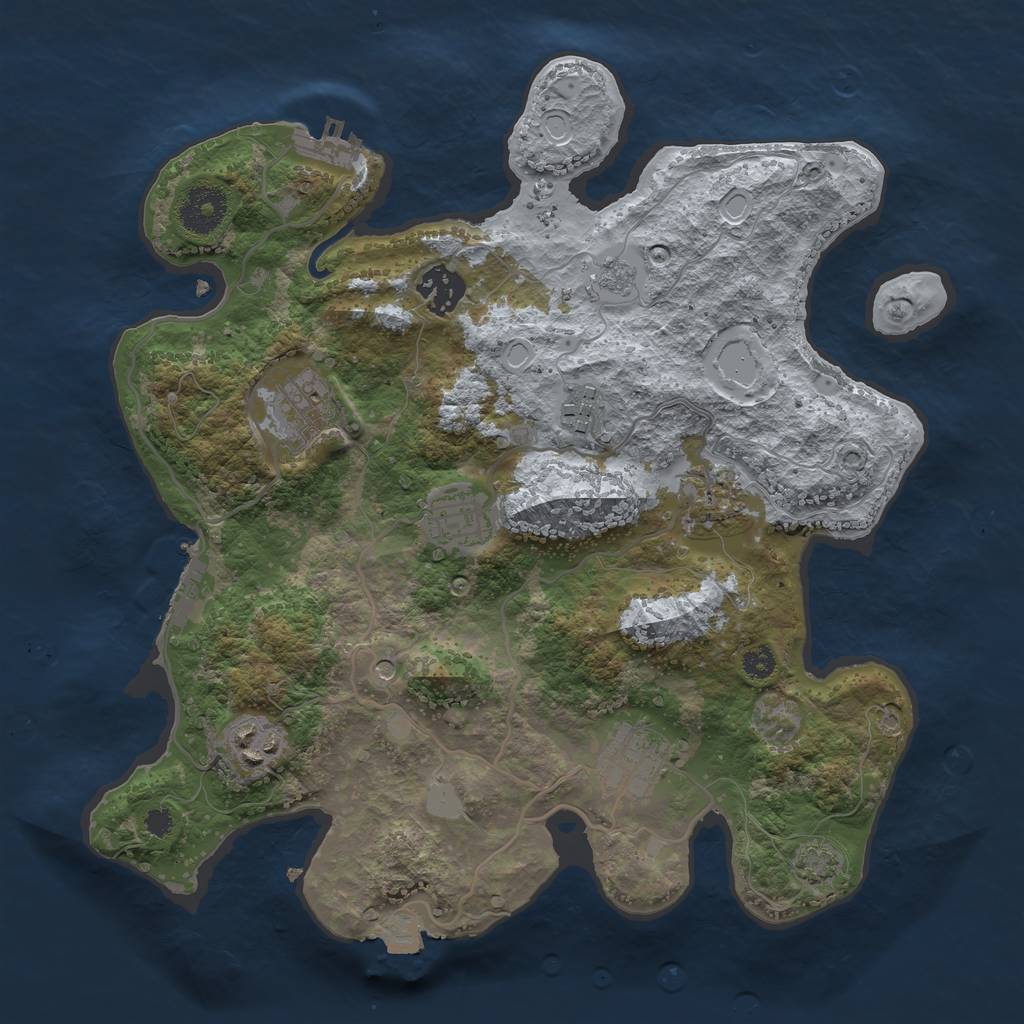 Rust Map: Procedural Map, Size: 3250, Seed: 951434300, 15 Monuments