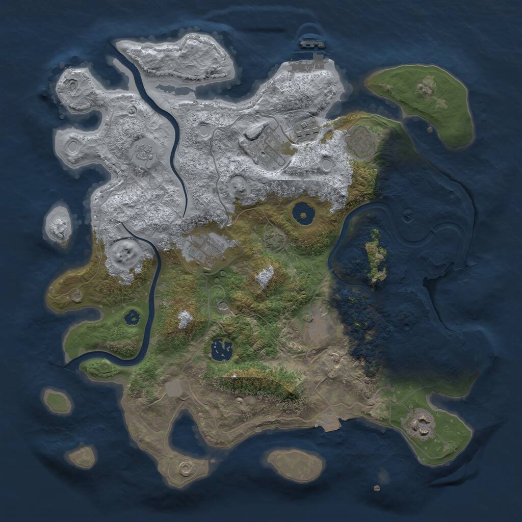 Rust Map: Procedural Map, Size: 3500, Seed: 296738632, 13 Monuments