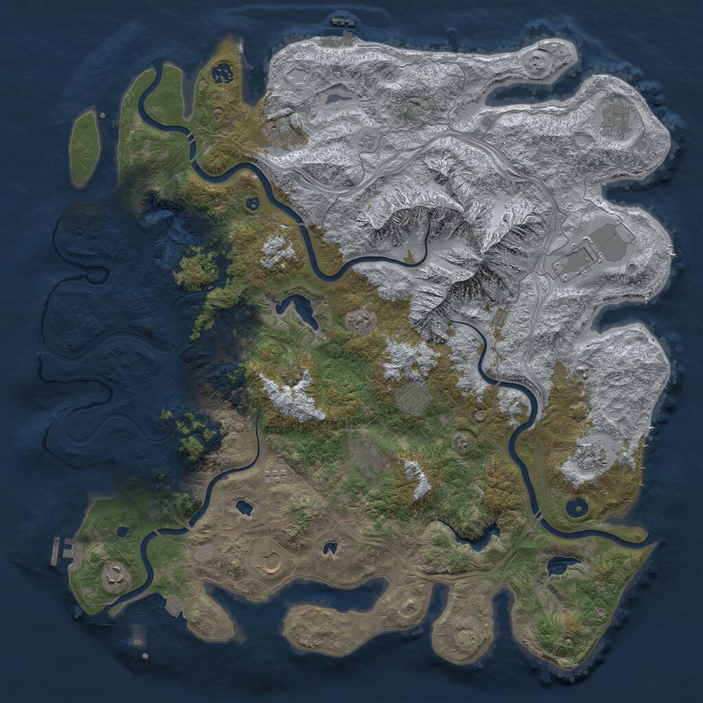 Rust Map: Procedural Map, Size: 5000, Seed: 543203, 17 Monuments