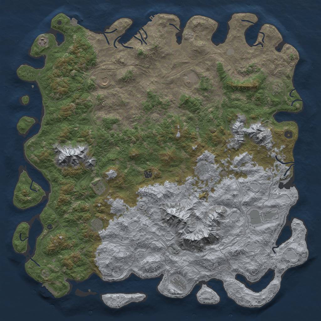 Rust Map: Procedural Map, Size: 6000, Seed: 752331057, 19 Monuments