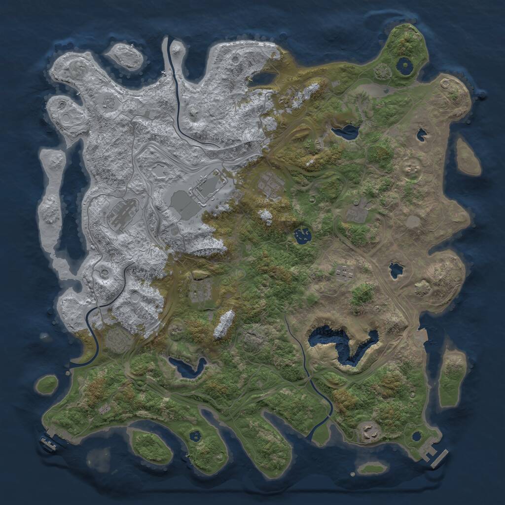 Rust Map: Procedural Map, Size: 4500, Seed: 198356986, 16 Monuments