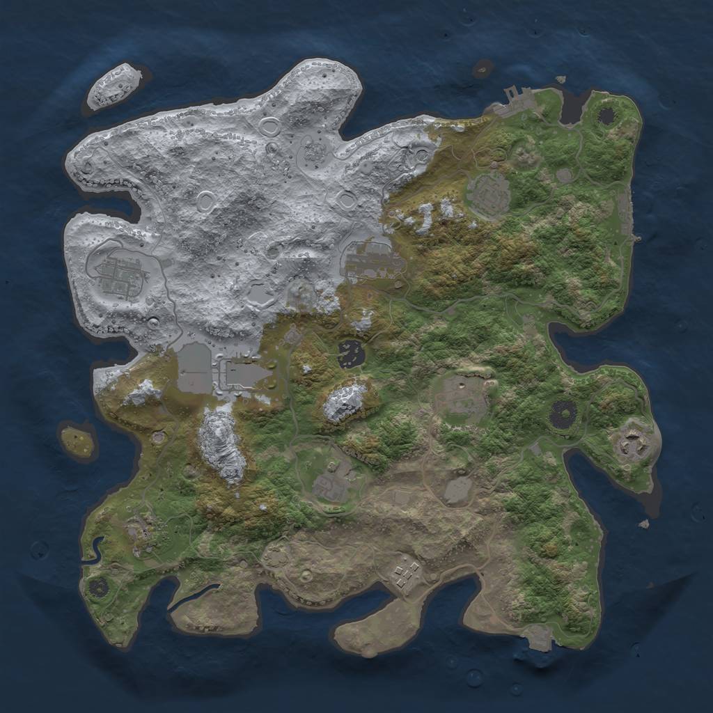 Rust Map: Procedural Map, Size: 3700, Seed: 2008750222, 18 Monuments