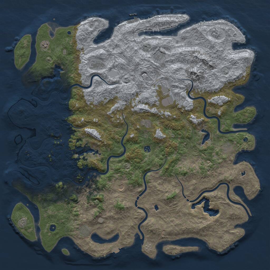 Rust Map: Procedural Map, Size: 6000, Seed: 1492122677, 17 Monuments