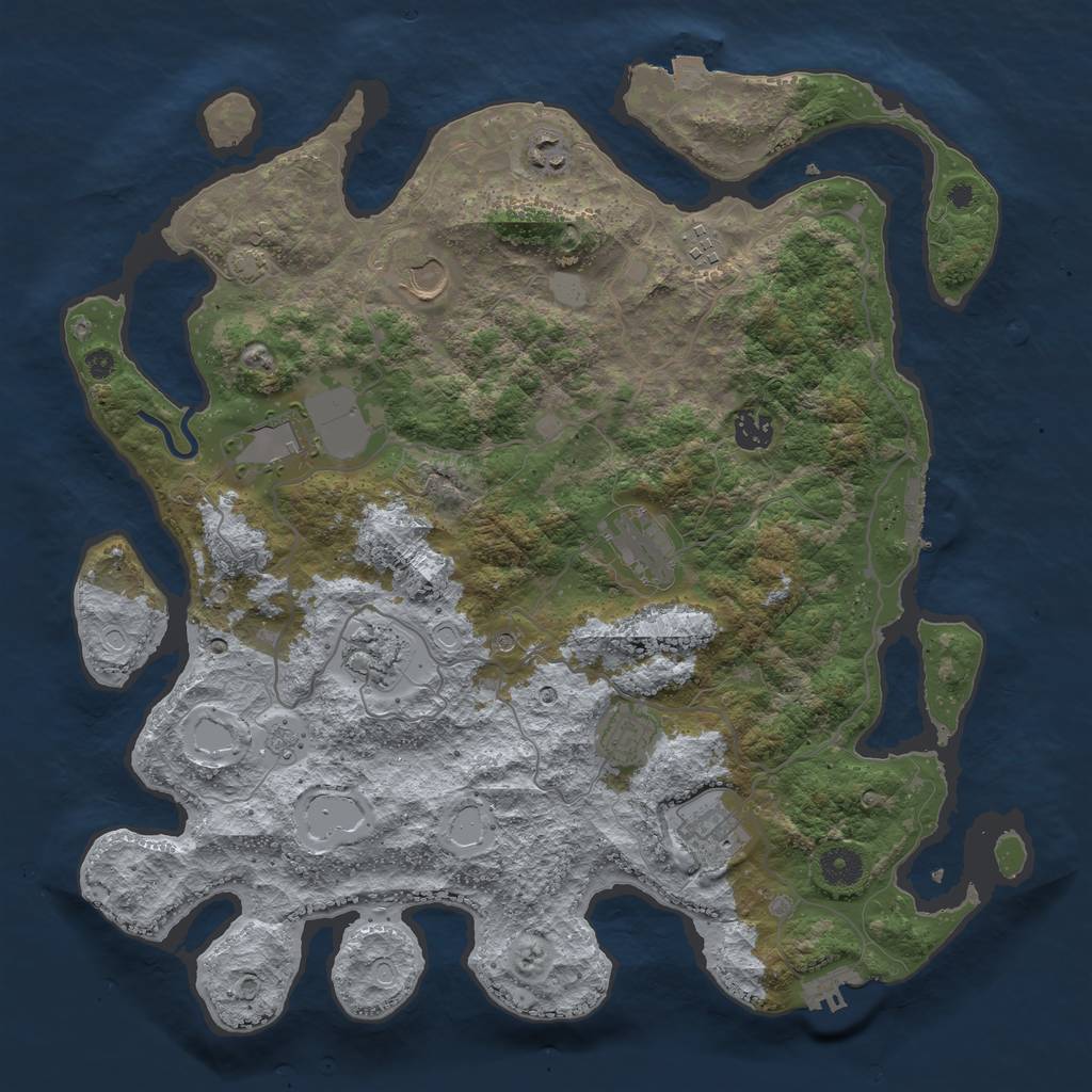 Rust Map: Procedural Map, Size: 4000, Seed: 1971250649, 17 Monuments