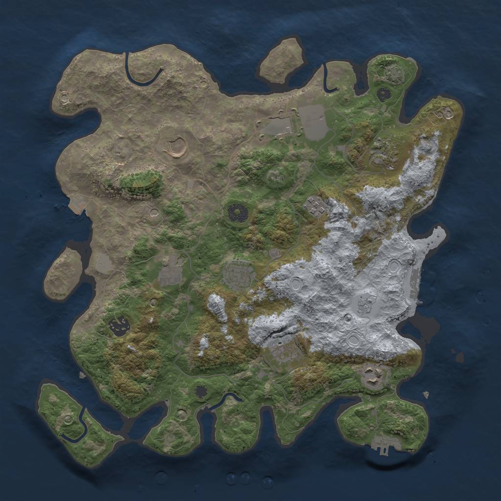 Rust Map: Procedural Map, Size: 3700, Seed: 1795667162, 17 Monuments