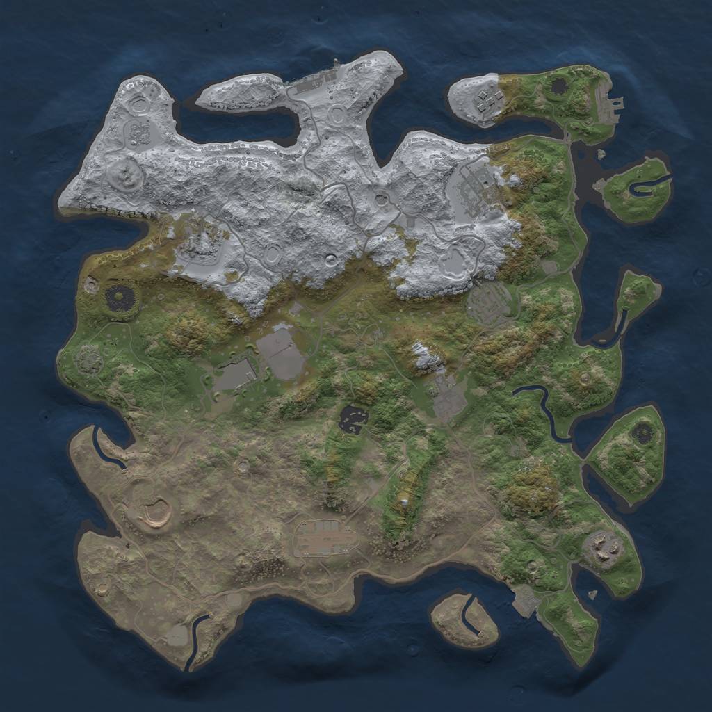 Rust Map: Procedural Map, Size: 3700, Seed: 1119407521, 18 Monuments