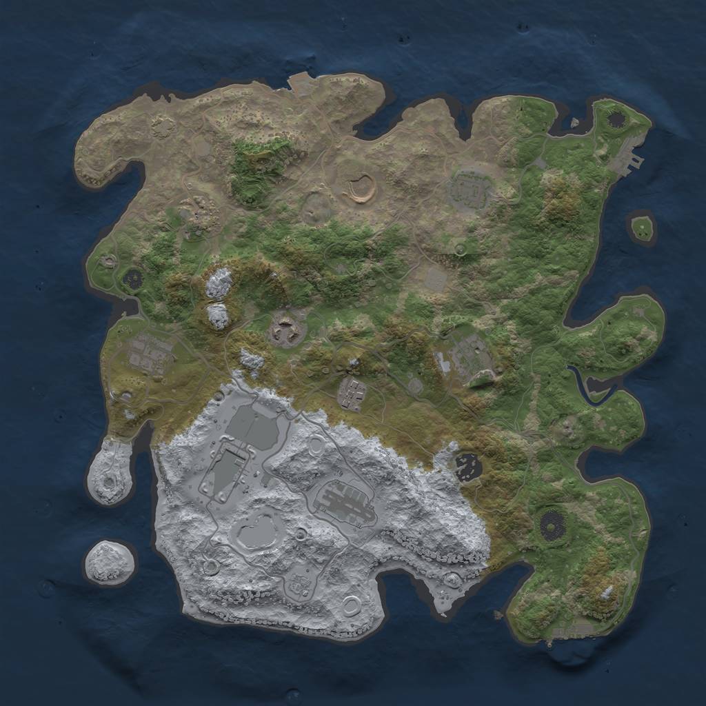 Rust Map: Procedural Map, Size: 3751, Seed: 547103617, 17 Monuments