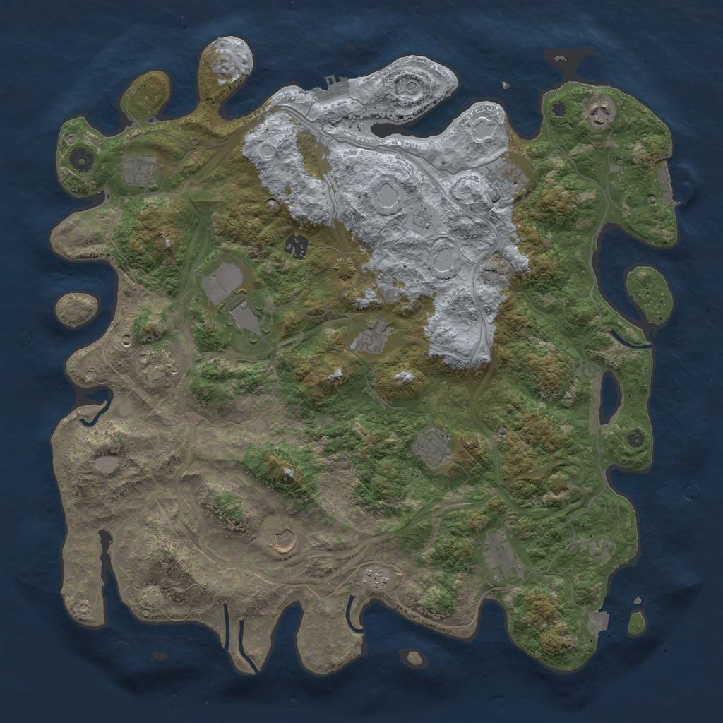 Rust Map: Procedural Map, Size: 4500, Seed: 1843436291, 19 Monuments