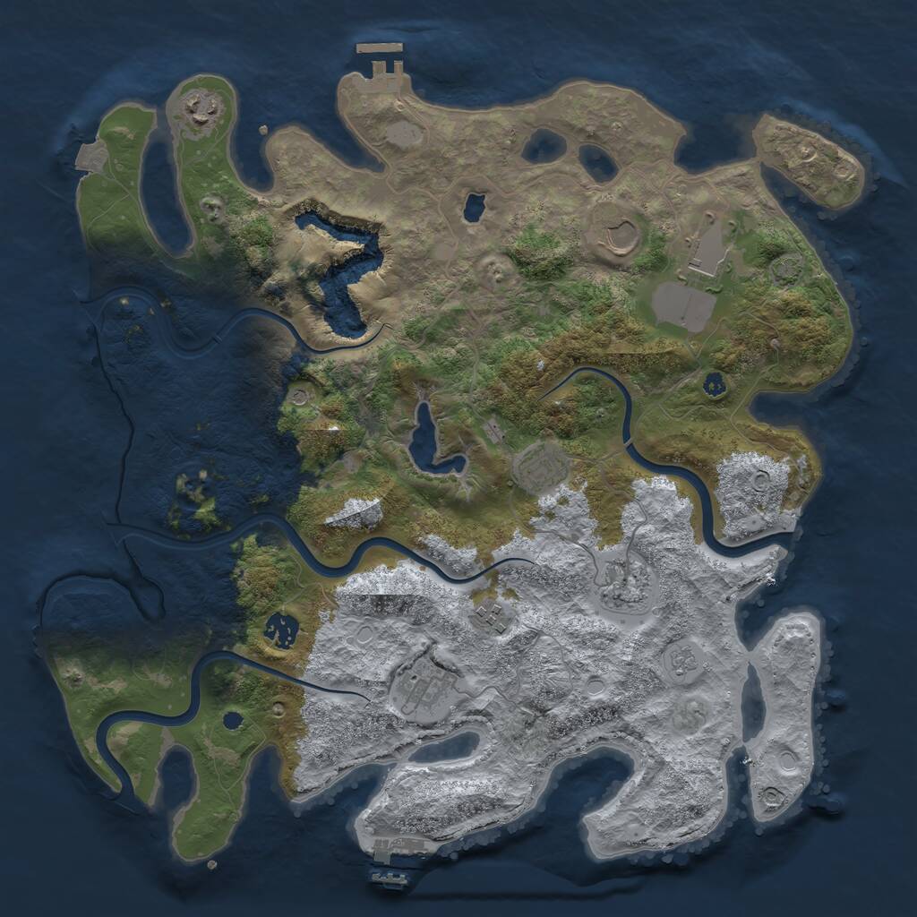 Rust Map: Procedural Map, Size: 4000, Seed: 374440468, 14 Monuments
