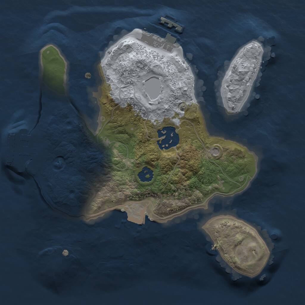 Rust Map: Procedural Map, Size: 2000, Seed: 242953535, 4 Monuments