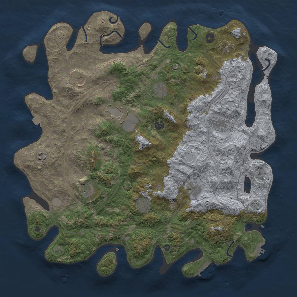 Rust Map: Procedural Map, Size: 4500, Seed: 2525, 19 Monuments