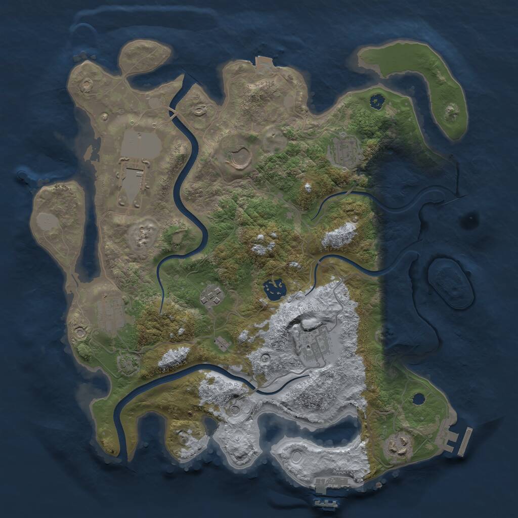 Rust Map: Procedural Map, Size: 3500, Seed: 182980016, 13 Monuments