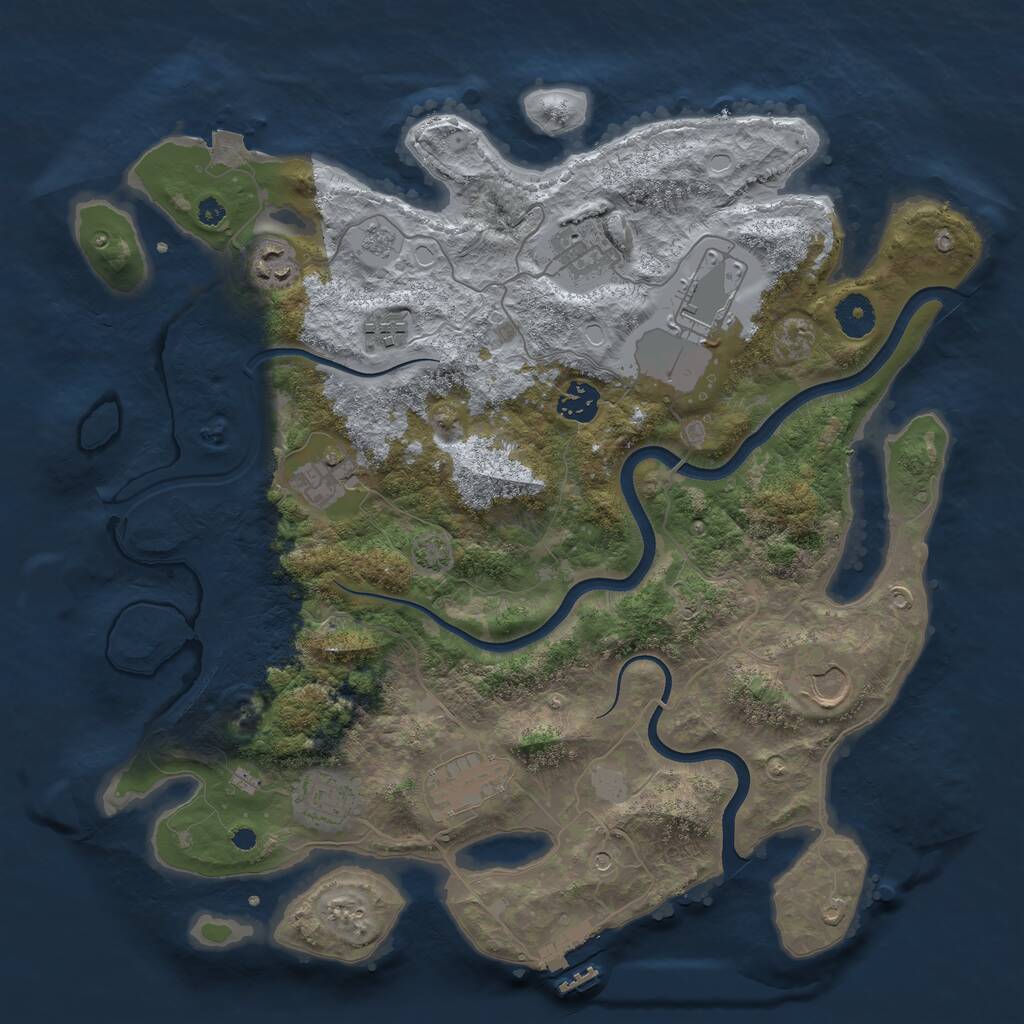 Rust Map: Procedural Map, Size: 3750, Seed: 1075373487, 14 Monuments