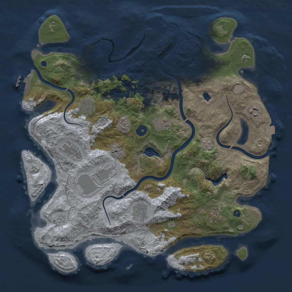 Rust Map: Procedural Map, Size: 4000, Seed: 609980517, 14 Monuments