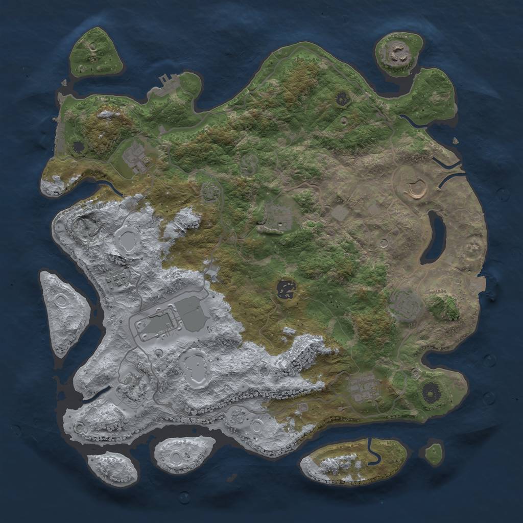 Rust Map: Procedural Map, Size: 4000, Seed: 609980517, 18 Monuments