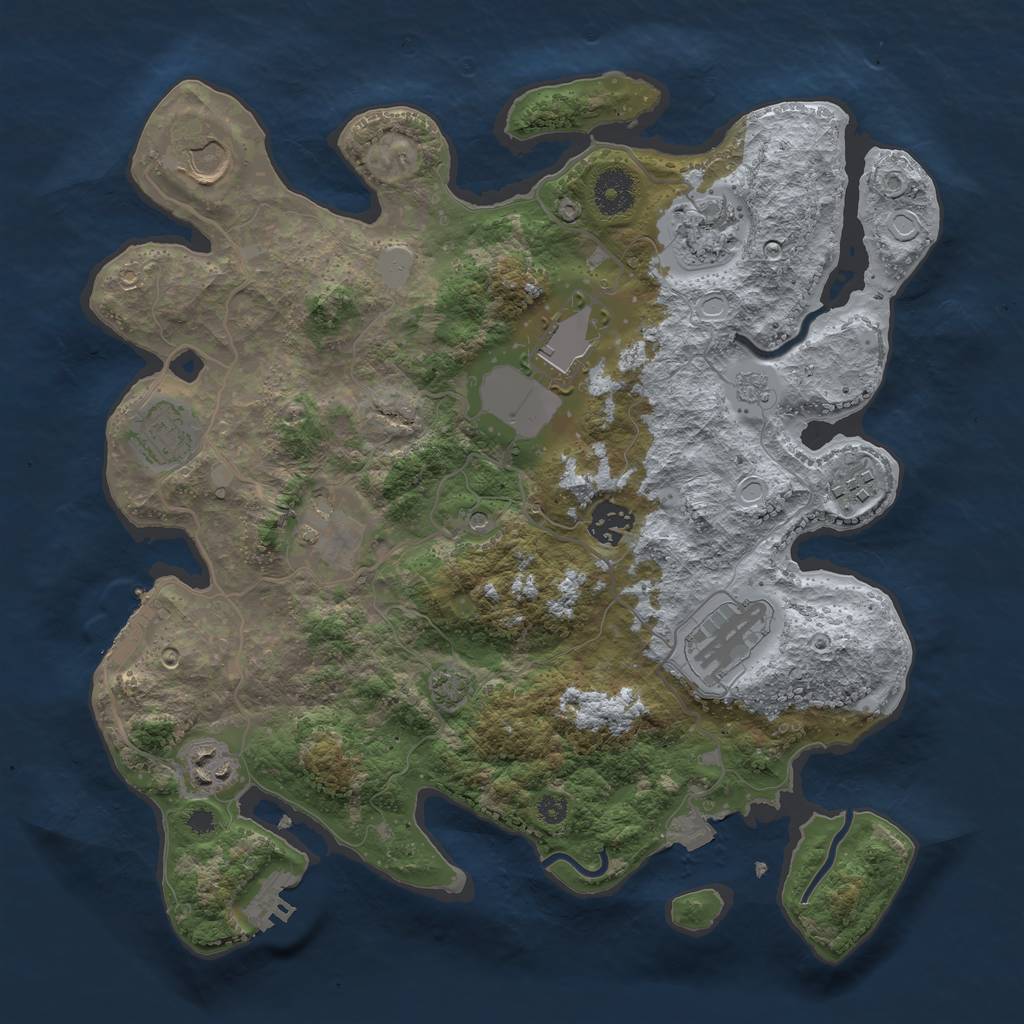 Rust Map: Procedural Map, Size: 3500, Seed: 403321692, 17 Monuments