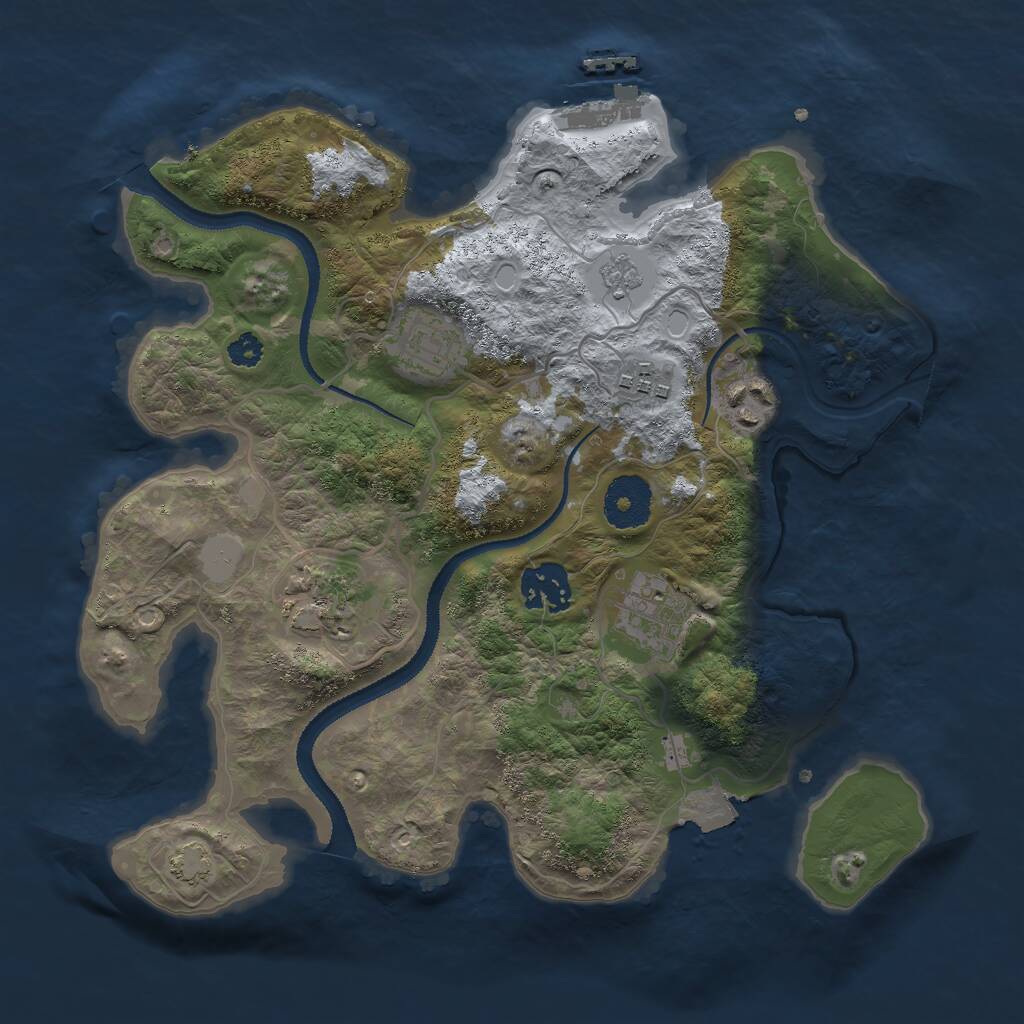 Rust Map: Procedural Map, Size: 3000, Seed: 895745, 10 Monuments