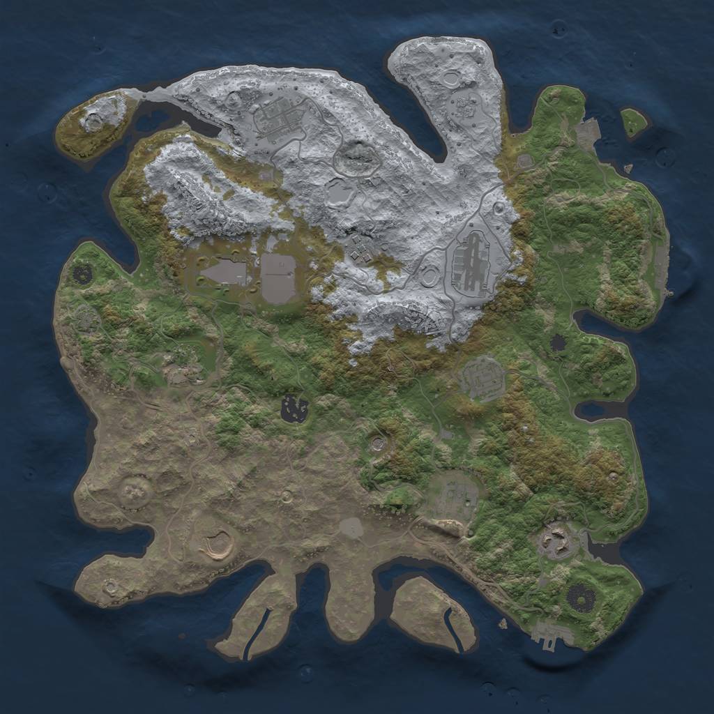 Rust Map: Procedural Map, Size: 3700, Seed: 1792608071, 18 Monuments