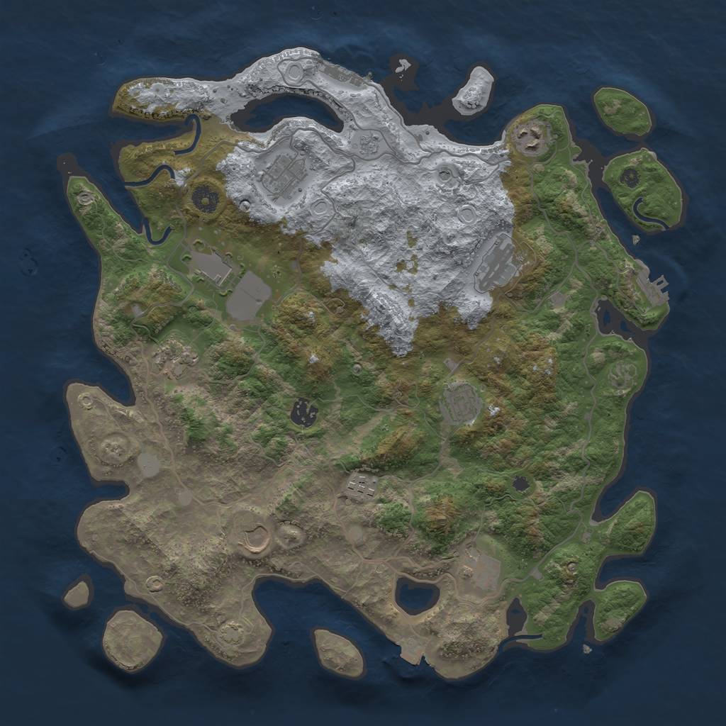 Rust Map: Procedural Map, Size: 4000, Seed: 284691102, 18 Monuments