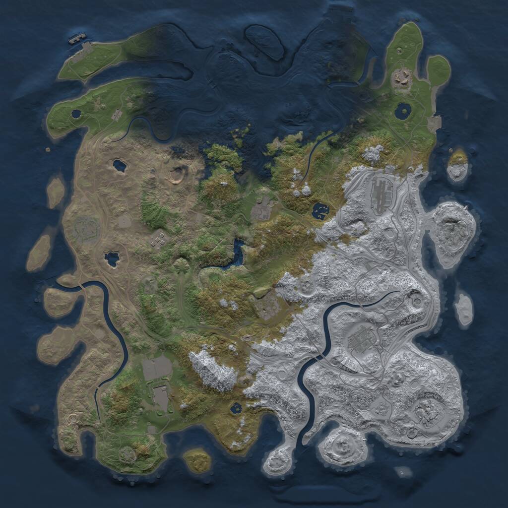Rust Map: Procedural Map, Size: 4550, Seed: 198899026, 17 Monuments