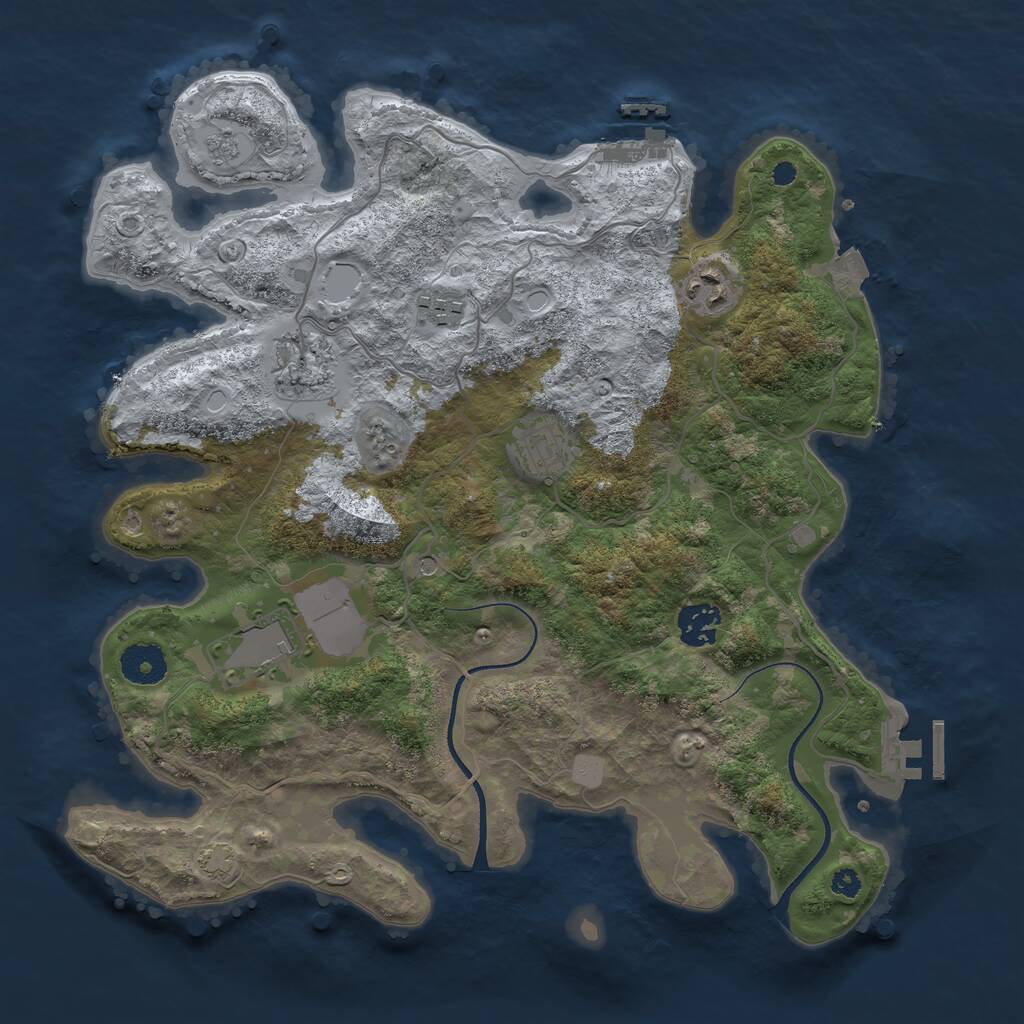 Rust Map: Procedural Map, Size: 3500, Seed: 97896879, 12 Monuments