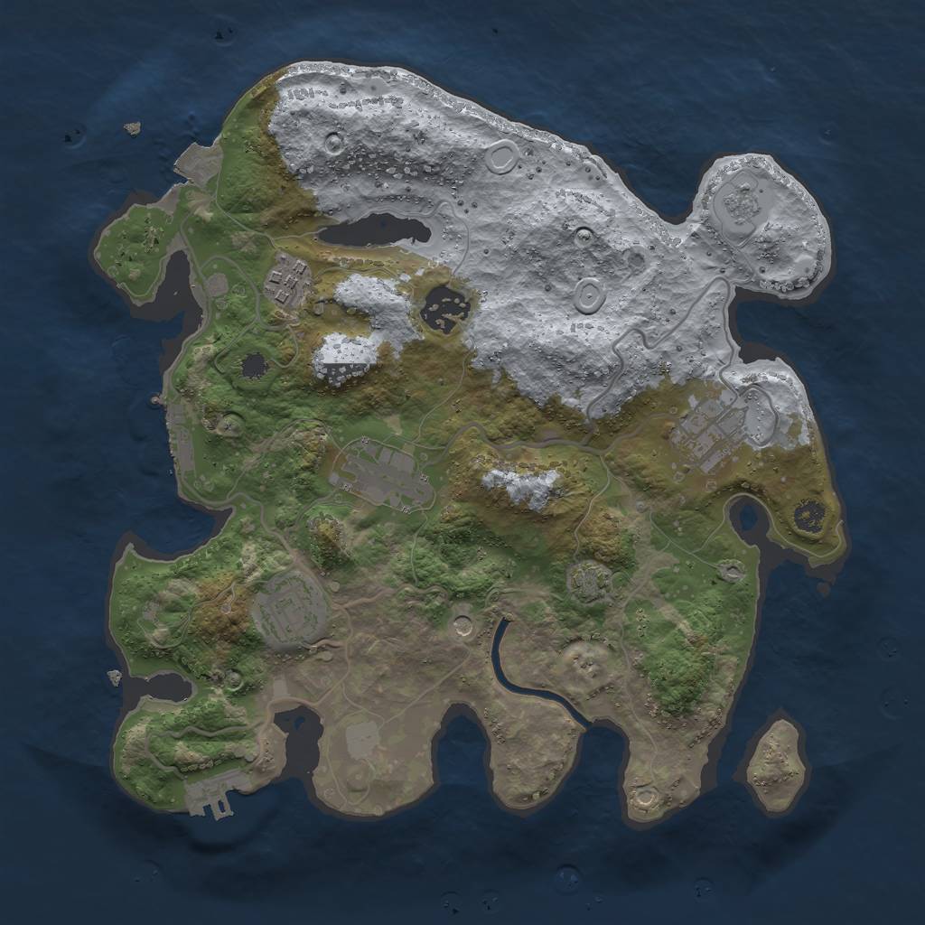 Rust Map: Procedural Map, Size: 3000, Seed: 2124694896, 13 Monuments