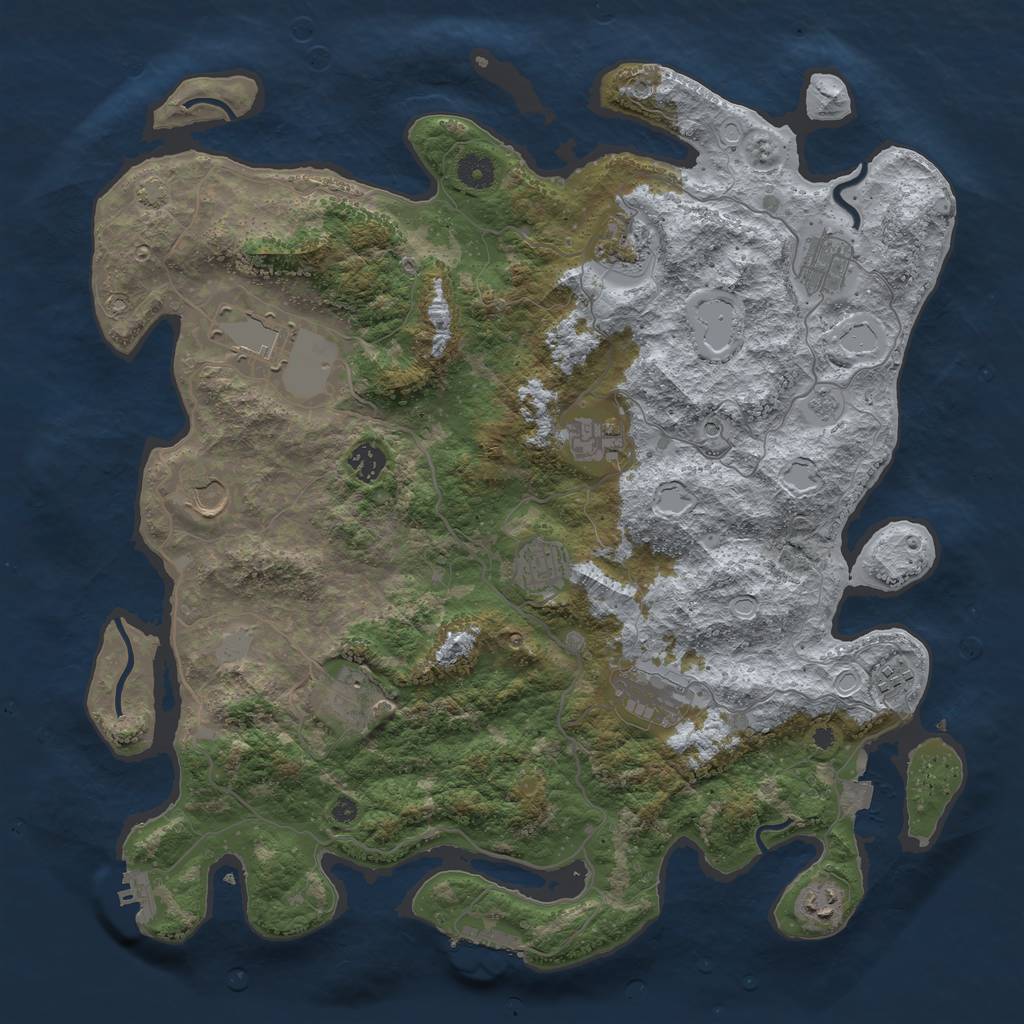 Rust Map: Procedural Map, Size: 4200, Seed: 646524607, 19 Monuments