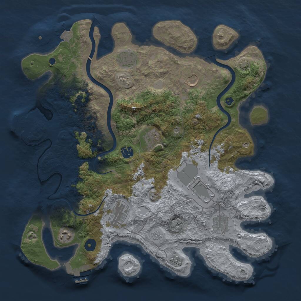 Rust Map: Procedural Map, Size: 3750, Seed: 7704, 15 Monuments