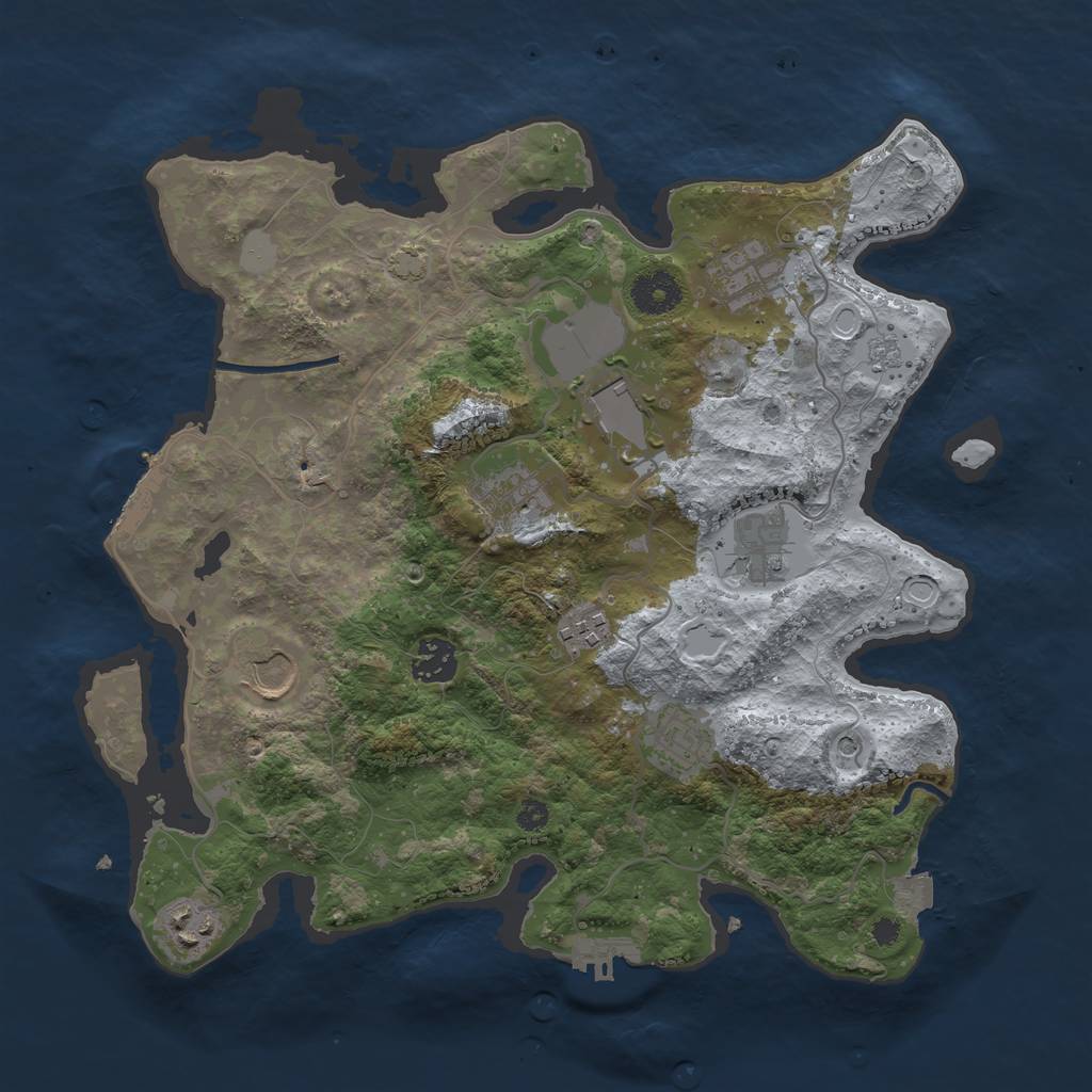 Rust Map: Procedural Map, Size: 3500, Seed: 1708411577, 17 Monuments