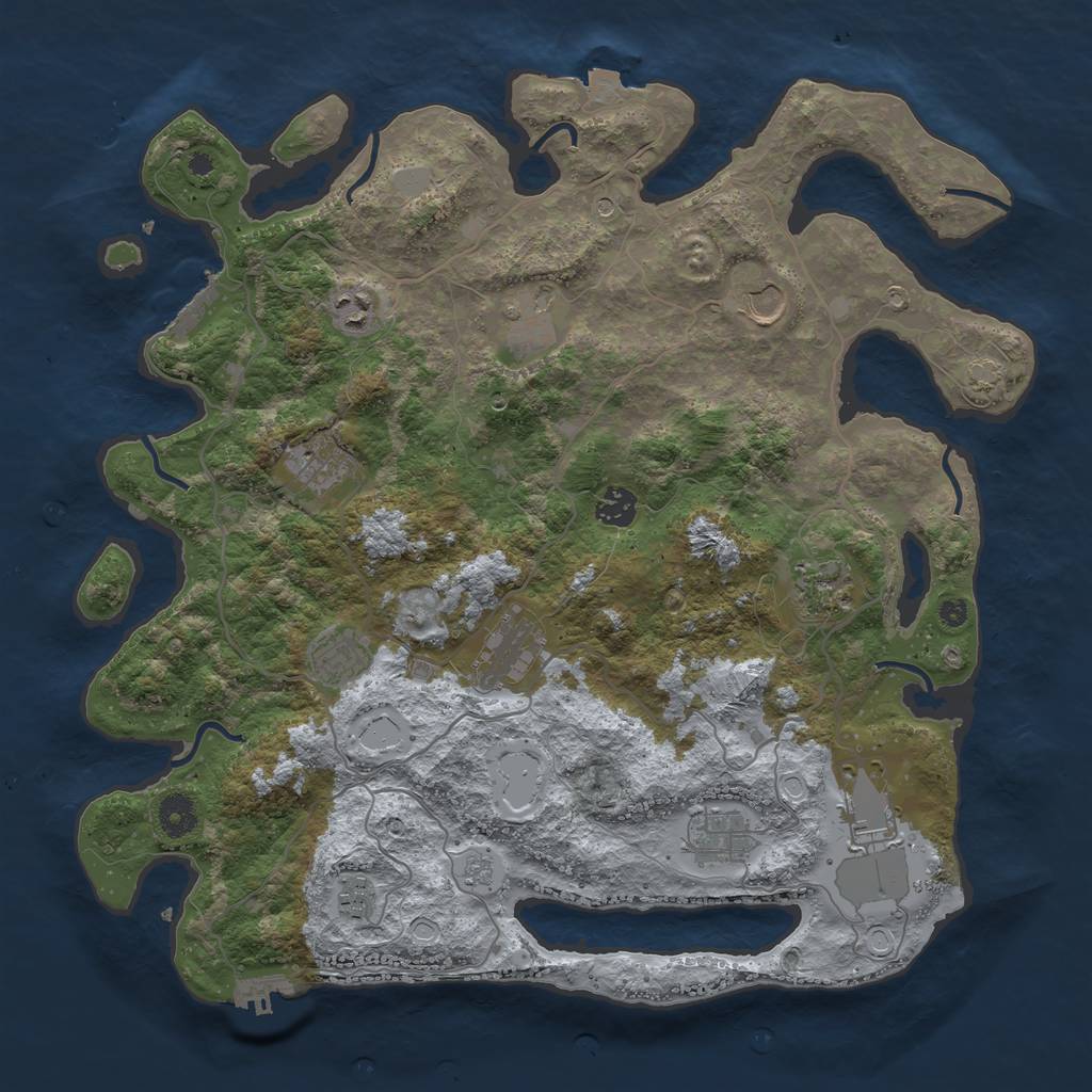 Rust Map: Procedural Map, Size: 4000, Seed: 123554676, 19 Monuments