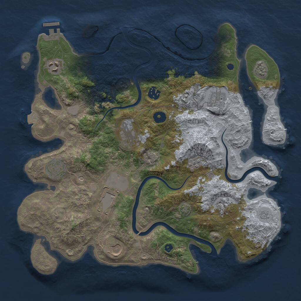 Rust Map: Procedural Map, Size: 3700, Seed: 1327212122, 14 Monuments