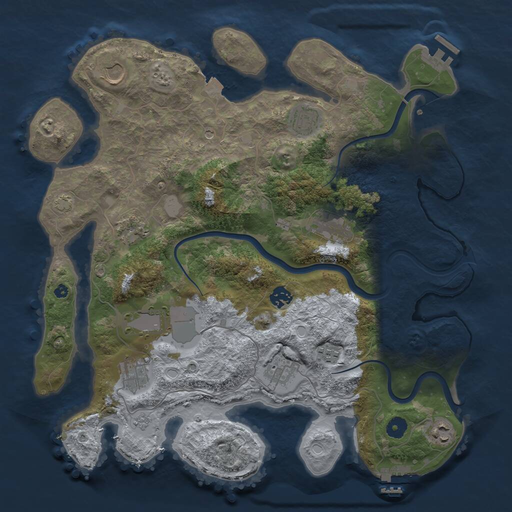 Rust Map: Procedural Map, Size: 3700, Seed: 18608, 16 Monuments