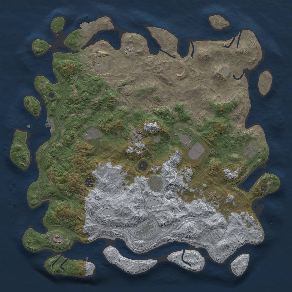 Rust Map: Procedural Map, Size: 4500, Seed: 519519519, 18 Monuments