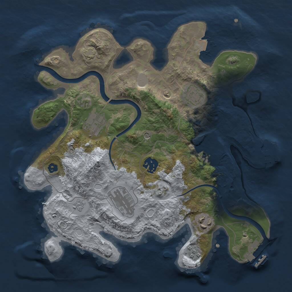 Rust Map: Procedural Map, Size: 3000, Seed: 523667136, 13 Monuments