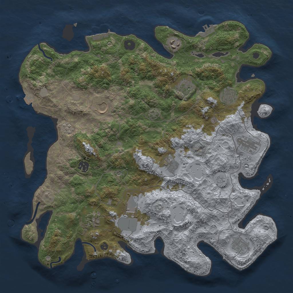 Rust Map: Procedural Map, Size: 4000, Seed: 42015, 19 Monuments