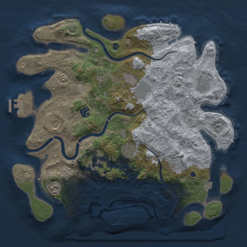 Rust Map: Procedural Map, Size: 3800, Seed: 2074474267, 15 Monuments