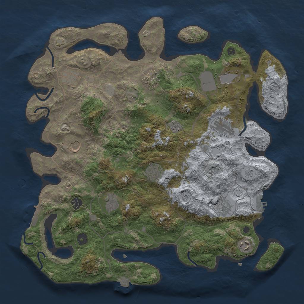 Rust Map: Procedural Map, Size: 4000, Seed: 4027, 19 Monuments