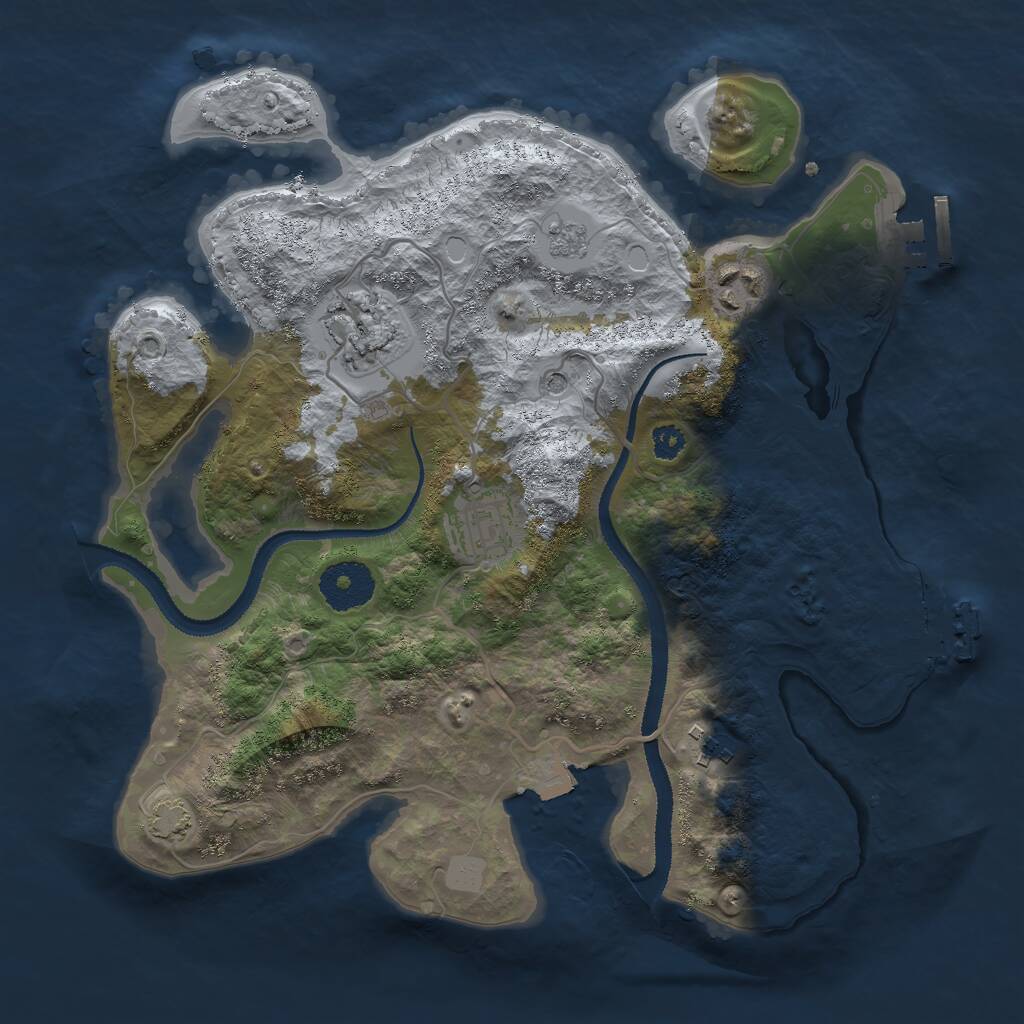 Rust Map: Procedural Map, Size: 3000, Seed: 9874, 10 Monuments