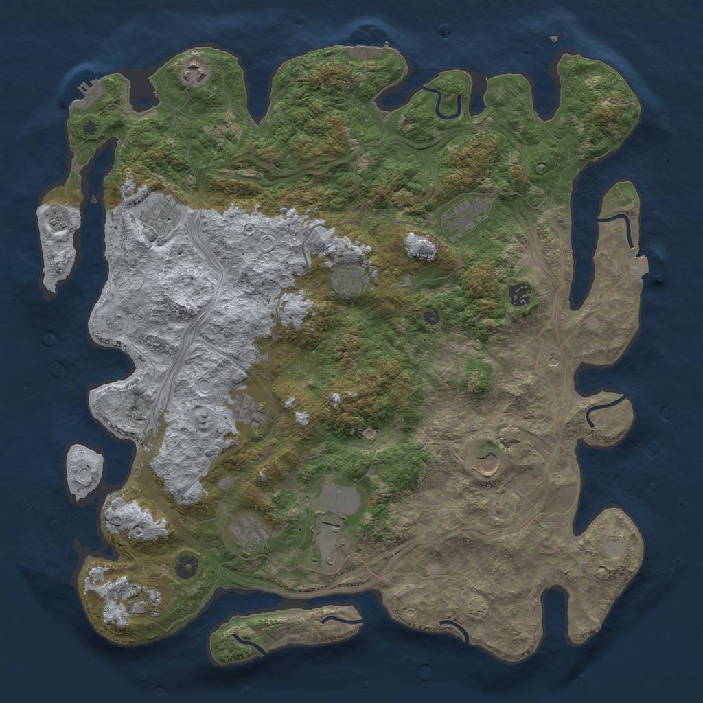 Rust Map: Procedural Map, Size: 4500, Seed: 1180205676, 19 Monuments