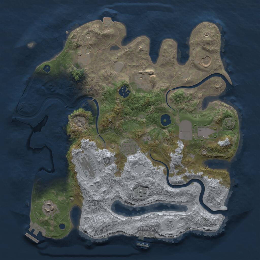 Rust Map: Procedural Map, Size: 3500, Seed: 1466559625, 15 Monuments