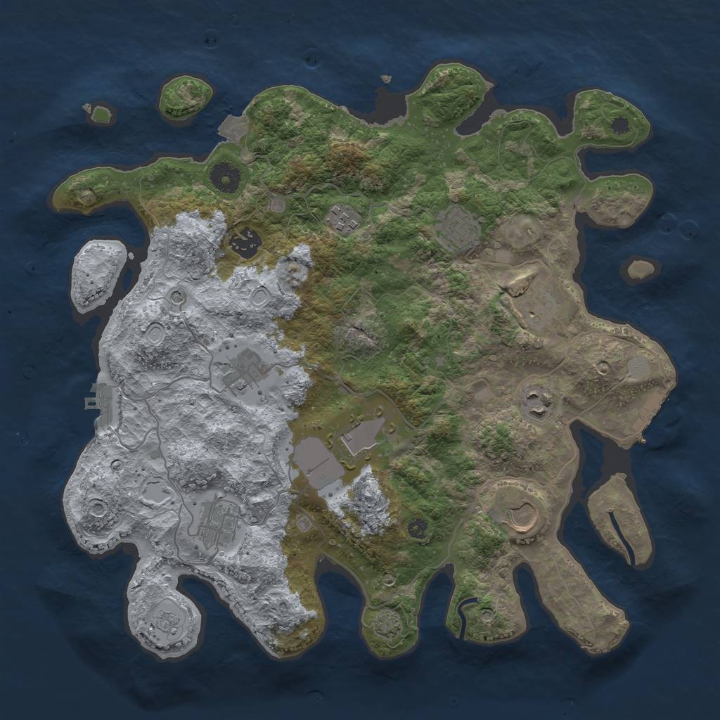 Rust Map: Procedural Map, Size: 3600, Seed: 20601, 17 Monuments