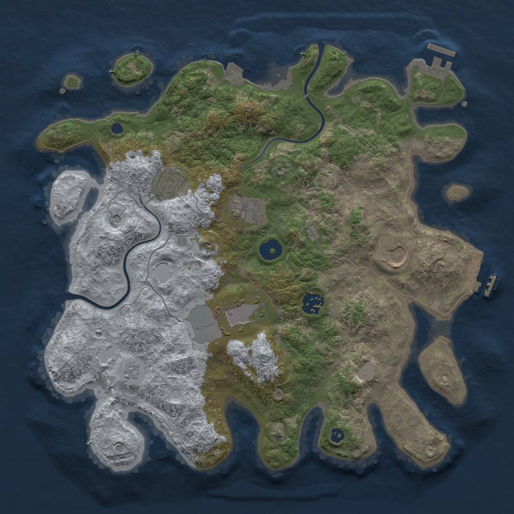 Rust Map: Procedural Map, Size: 3600, Seed: 20601, 11 Monuments
