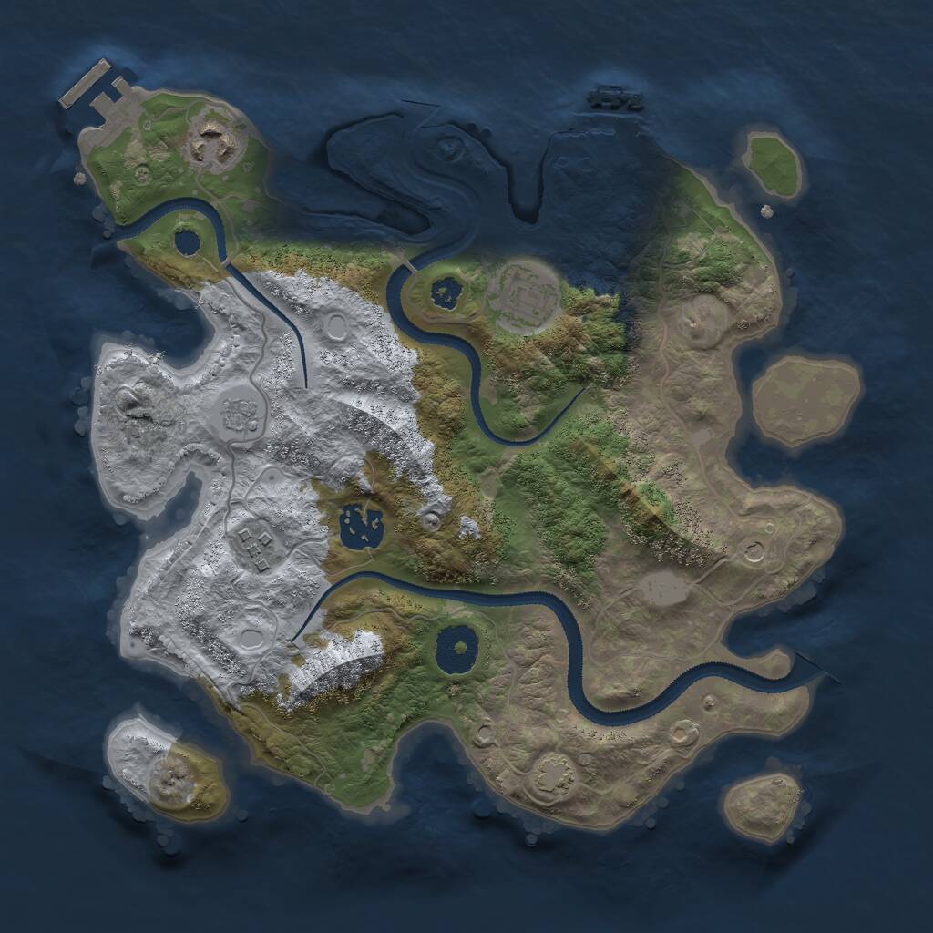 Rust Map: Procedural Map, Size: 3000, Seed: 735501336, 10 Monuments