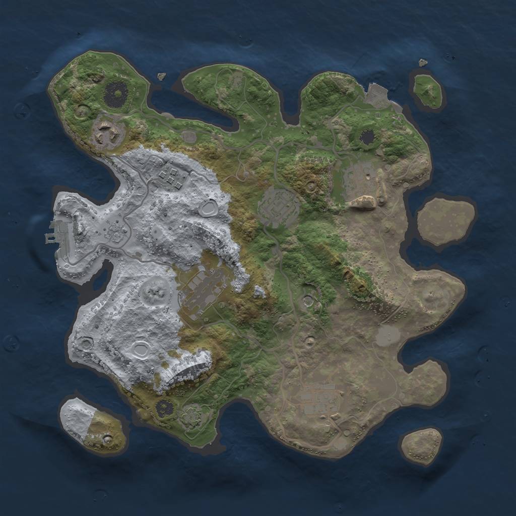 Rust Map: Procedural Map, Size: 3000, Seed: 735501336, 13 Monuments