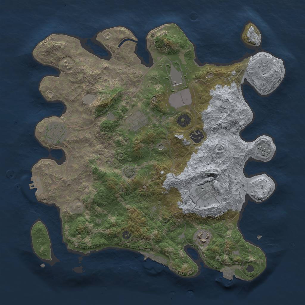 Rust Map: Procedural Map, Size: 3500, Seed: 1600, 15 Monuments