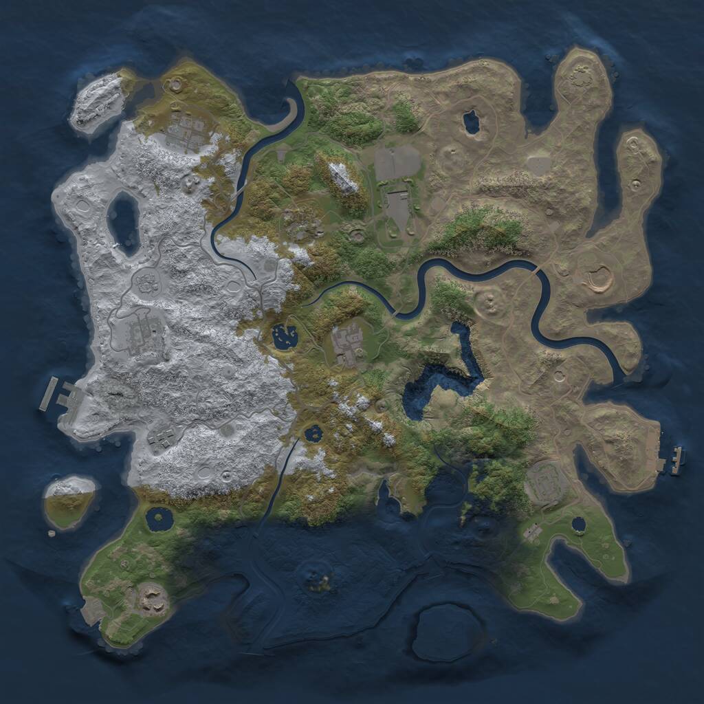 Rust Map: Procedural Map, Size: 4000, Seed: 1807307498, 16 Monuments