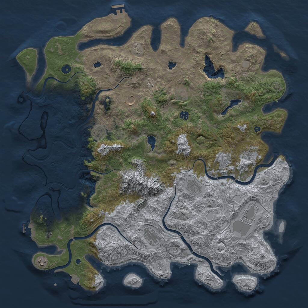Rust Map: Procedural Map, Size: 5000, Seed: 52257904, 16 Monuments