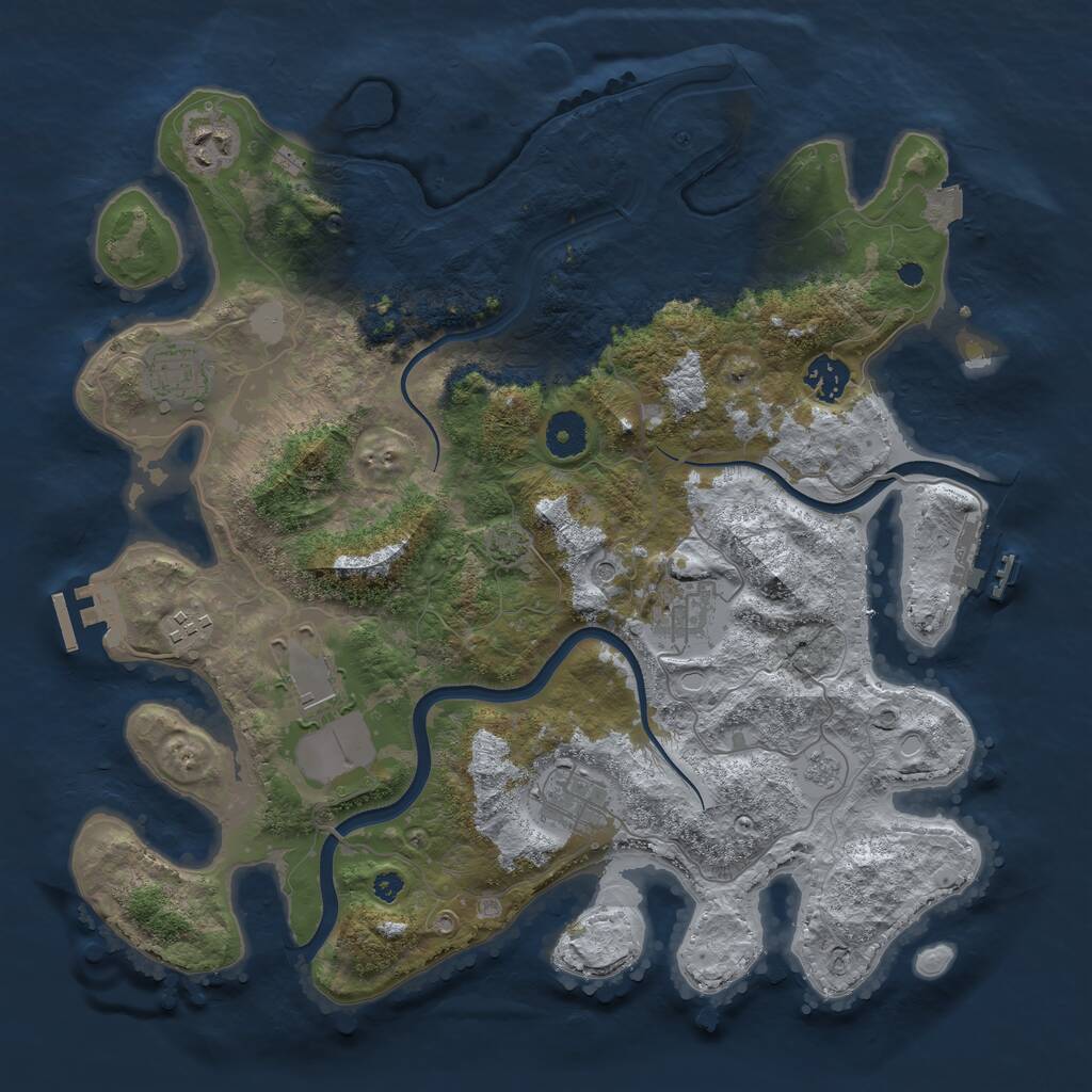 Rust Map: Procedural Map, Size: 3700, Seed: 99583015, 13 Monuments