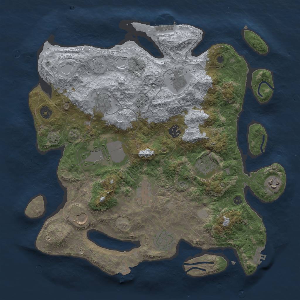 Rust Map: Procedural Map, Size: 3700, Seed: 453587023, 18 Monuments